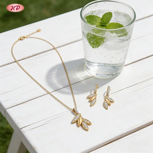 Jewelry Set Manufacturer, Chic 18K Gold Plated Brass Set with AAA Cubic Zirconia
