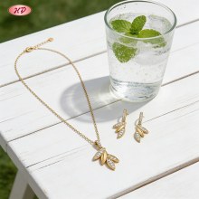 Jewelry Set Manufacturer, Chic 18K Gold Plated Brass Set with AAA Cubic Zirconia
