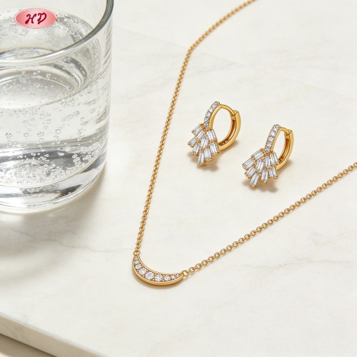 Wholesale Jewelry Set, Sophisticated 18K Gold Plated Brass with AAA Cubic Zirconia