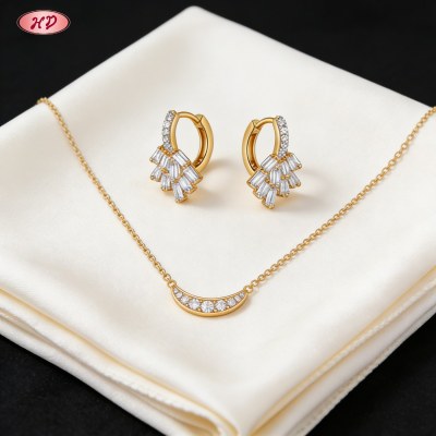 Wholesale Jewelry Set, Sophisticated 18K Gold Plated Brass with AAA Cubic Zirconia