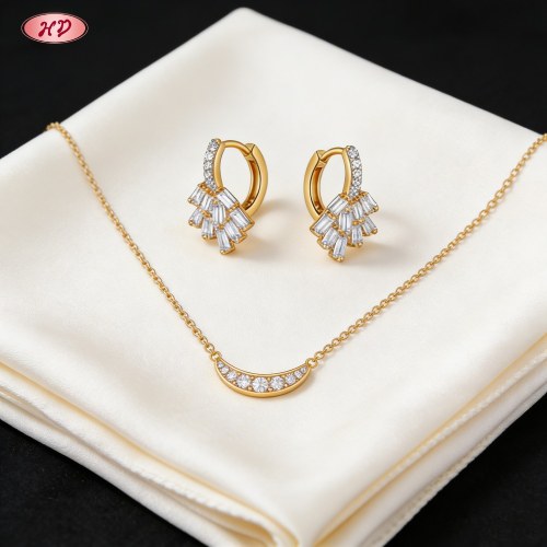 Wholesale Jewelry Set, Sophisticated 18K Gold Plated Brass with AAA Cubic Zirconia