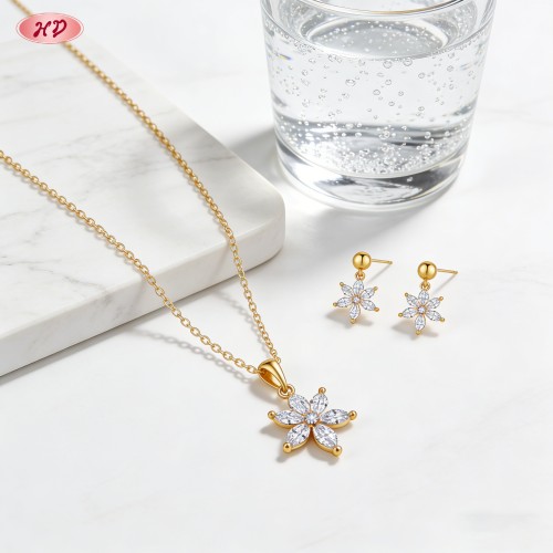 Delicate Jewelry Set Manufacturer | 18K Gold Plated Brass with AAA Cubic Zirconia