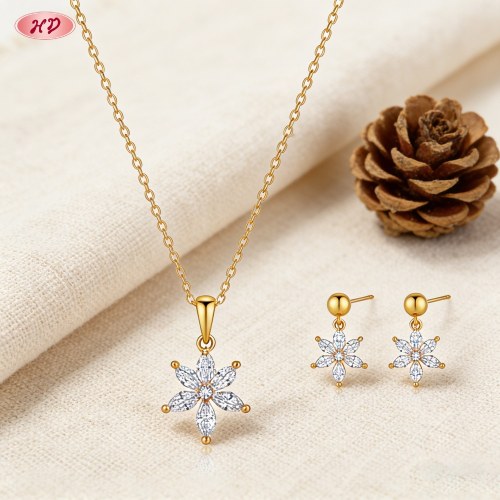 Delicate Jewelry Set Manufacturer | 18K Gold Plated Brass with AAA Cubic Zirconia