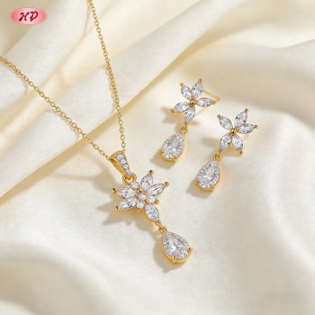 Modern OEM Jewelry Set | 18K Gold Plated Brass & AAA CZ, Private Label Stock 36