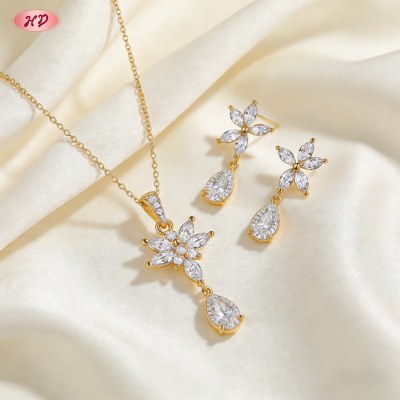 Modern OEM Jewelry Set | 18K Gold Plated Brass & AAA CZ, Private Label Stock 36