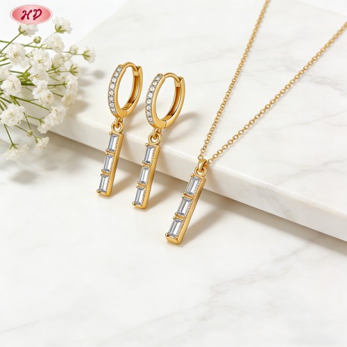 Wholesale Jewelry Set, Refined 18K Gold Plated Brass & AAA CZ, Factory Direct Supply