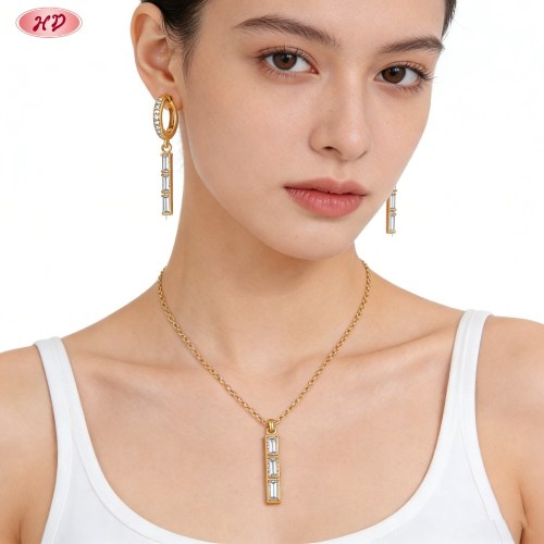 Wholesale Jewelry Set, Refined 18K Gold Plated Brass & AAA CZ, Factory Direct Supply