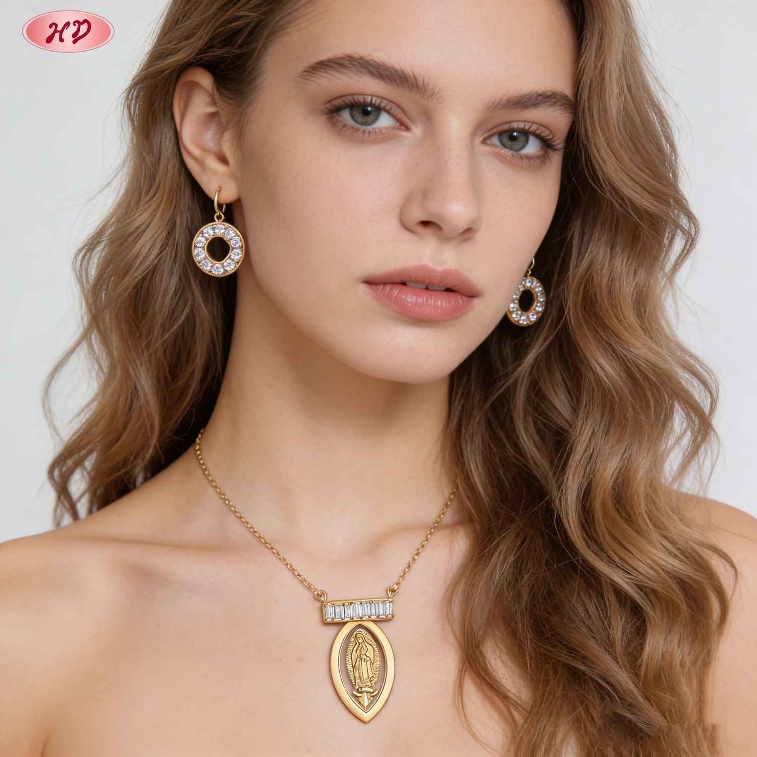 Flower drop jewelry set worn
