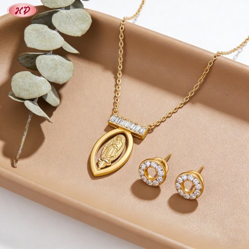 Elegant Flower Drop Wholesale Jewelry Set | 18K Gold Plated Brass & AAA CZ, Stock 36