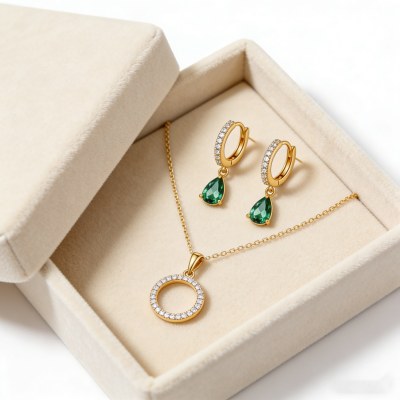 Stylish Bulk Jewelry Set | 18K Gold Plated Brass with AAA CZ, Wholesale Volume Lots