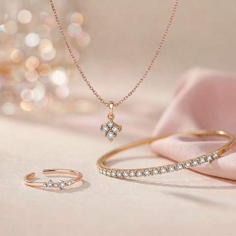 18K gold plated fashion jewelry arrangement with cubic zirconia