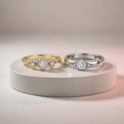 Gold plated and stainless steel rings side by side