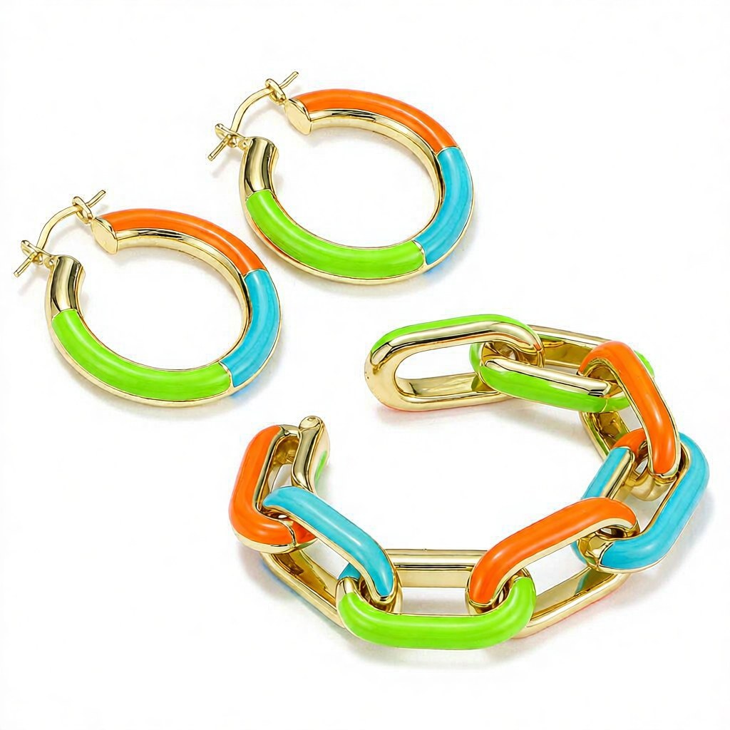 Bright dopamine earrings and bracelets