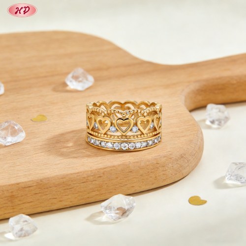Bold CZ Ring Bulk Supplier | Premium gold plating finish with premium cubic zirconia ac...