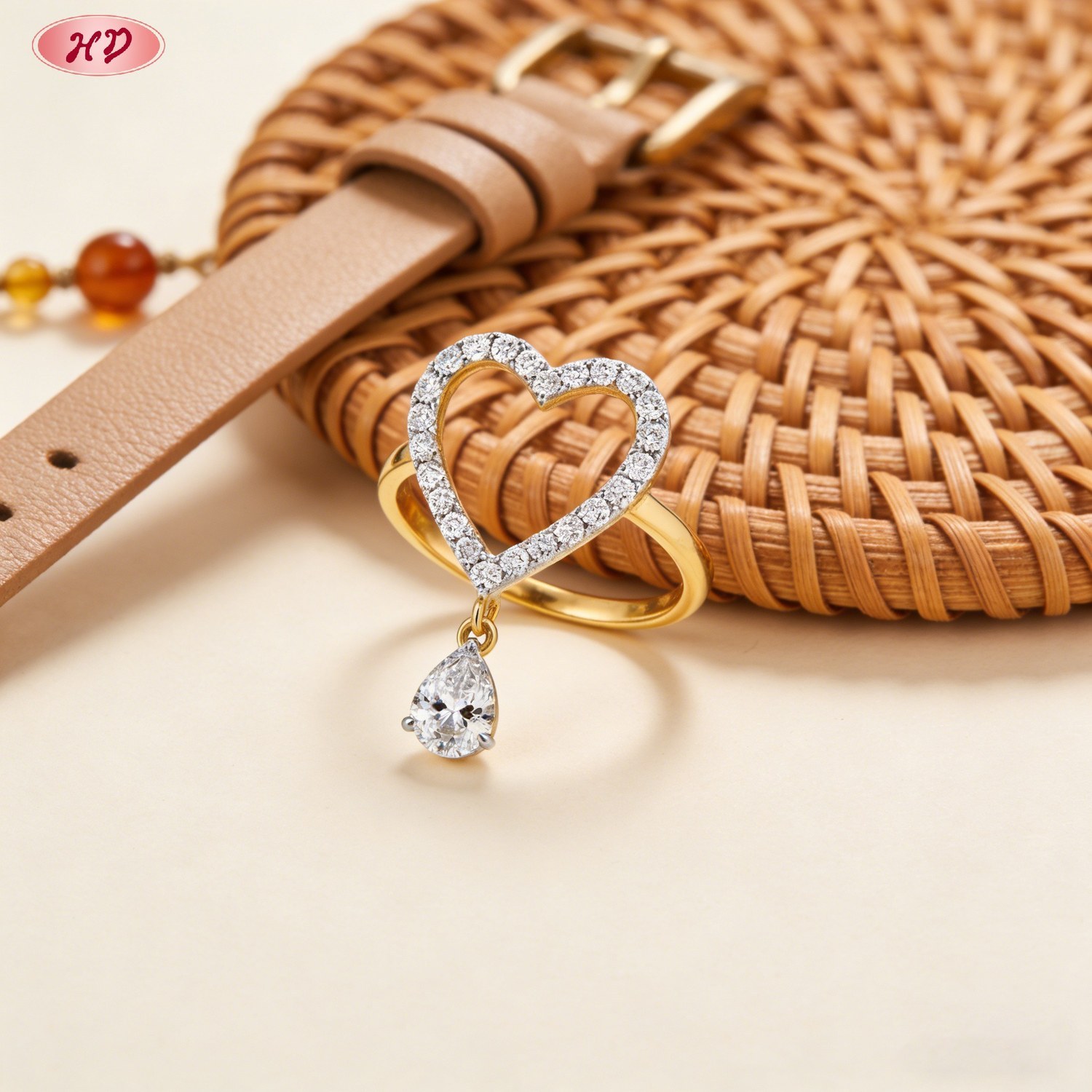 18K gold plated brass cubic zirconia ring view 1
