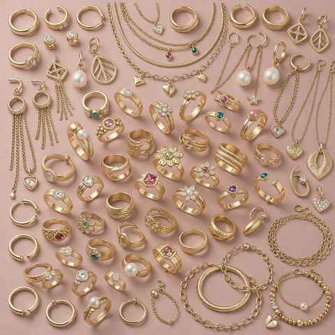 Vibrant assortment of 18K gold plated jewelry