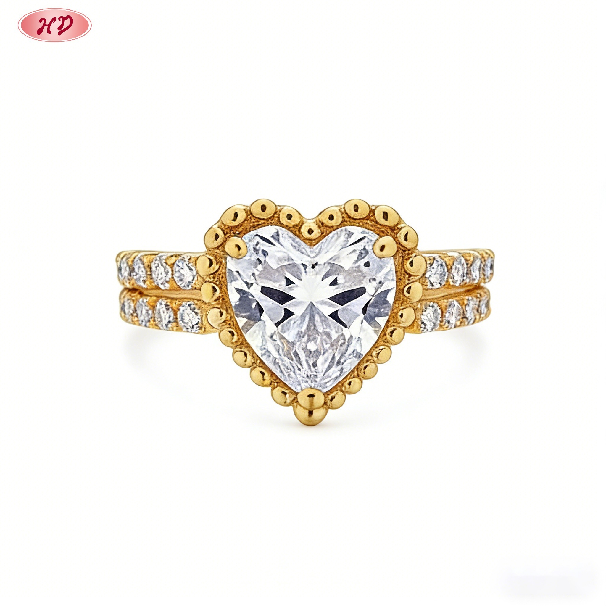 18K gold plated brass CZ ring with AAA cubic zirconia