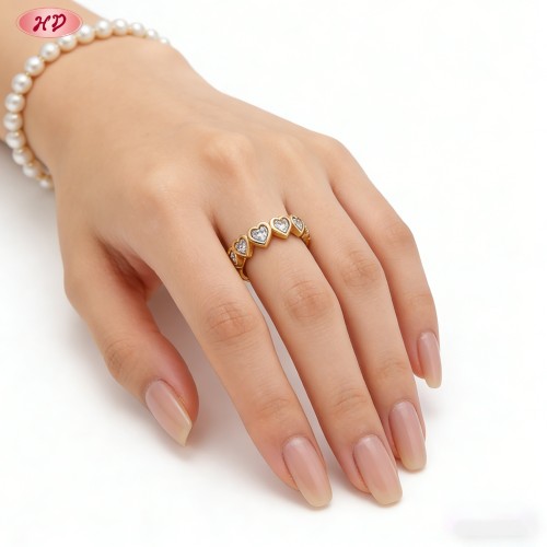Trendy 18K Gold Plated Brass Cubic Zirconia Ring Manufacturer for Boutique Buyers