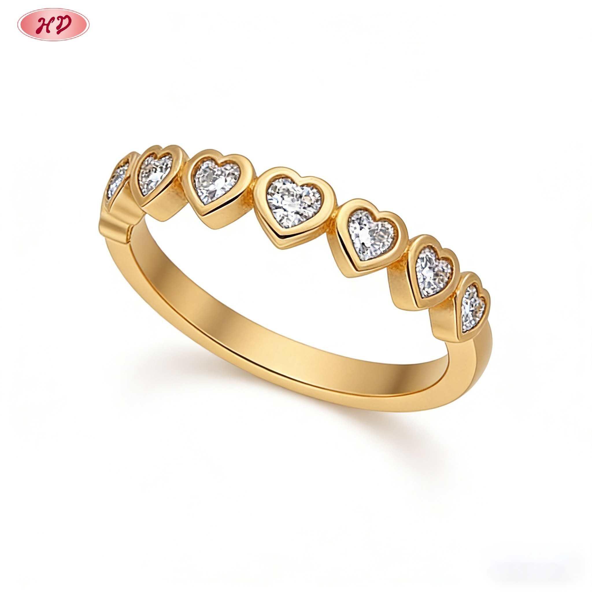 Gold plated brass cubic zirconia ring side view