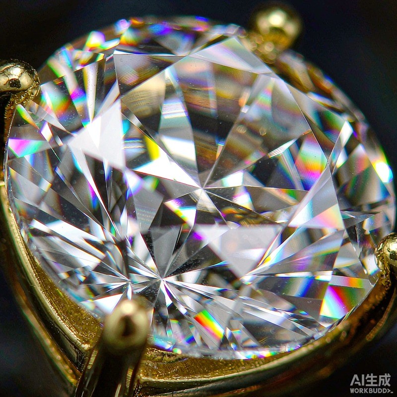 Macro de un anillo de oro 18k con circonita cúbica AAA bien iluminada