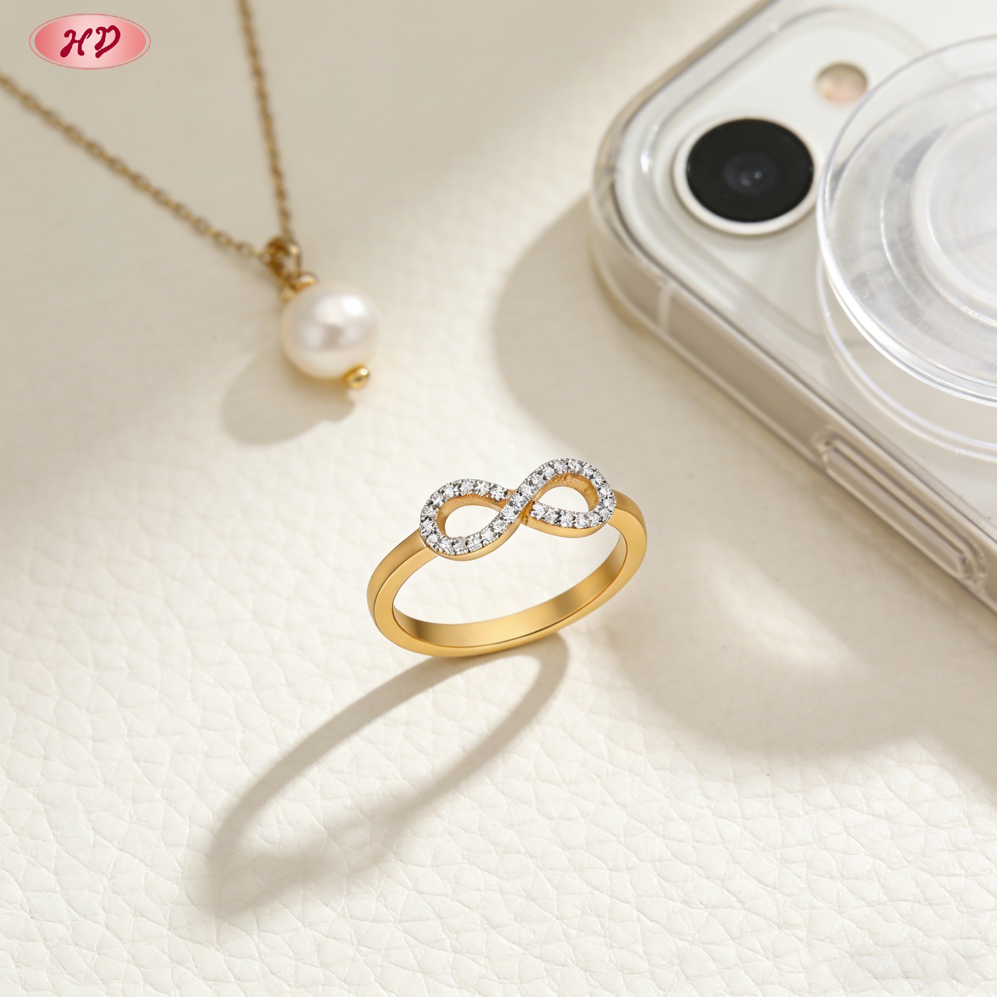 AAA CZ ring side profile on brass band