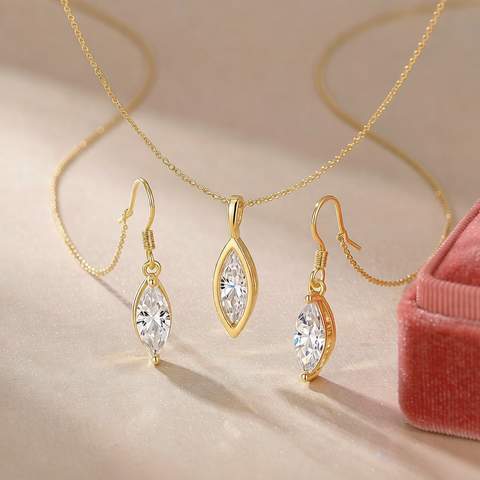 Premium 18K tone finish with marquise CZ stones