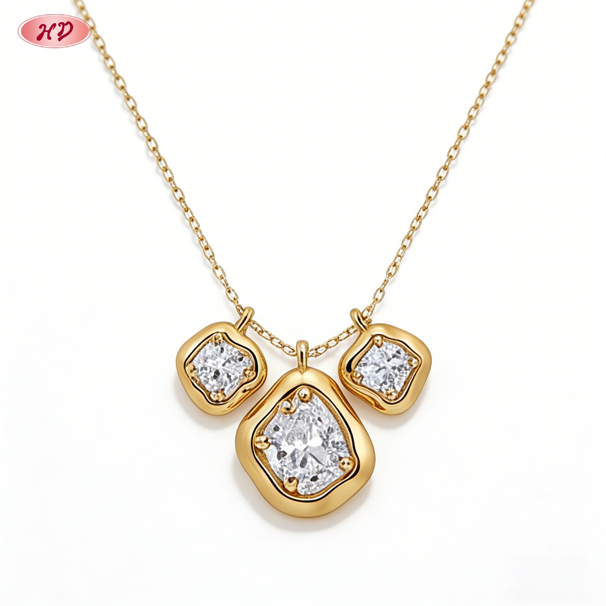 gold plated cubic zirconia pendant necklace gift shot
