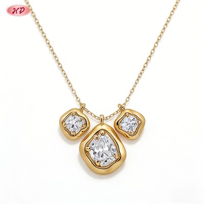 Timeless 18K Gold Plated Cubic Zirconia Necklace Supplier | Pendant Jewelry Collection