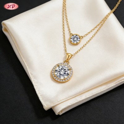Sophisticated 18K Gold Plated Cubic Zirconia Necklace Pendant OEM Jewelry Factory | AAA CZ