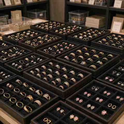 Organized wholesale jewelry inventory trays