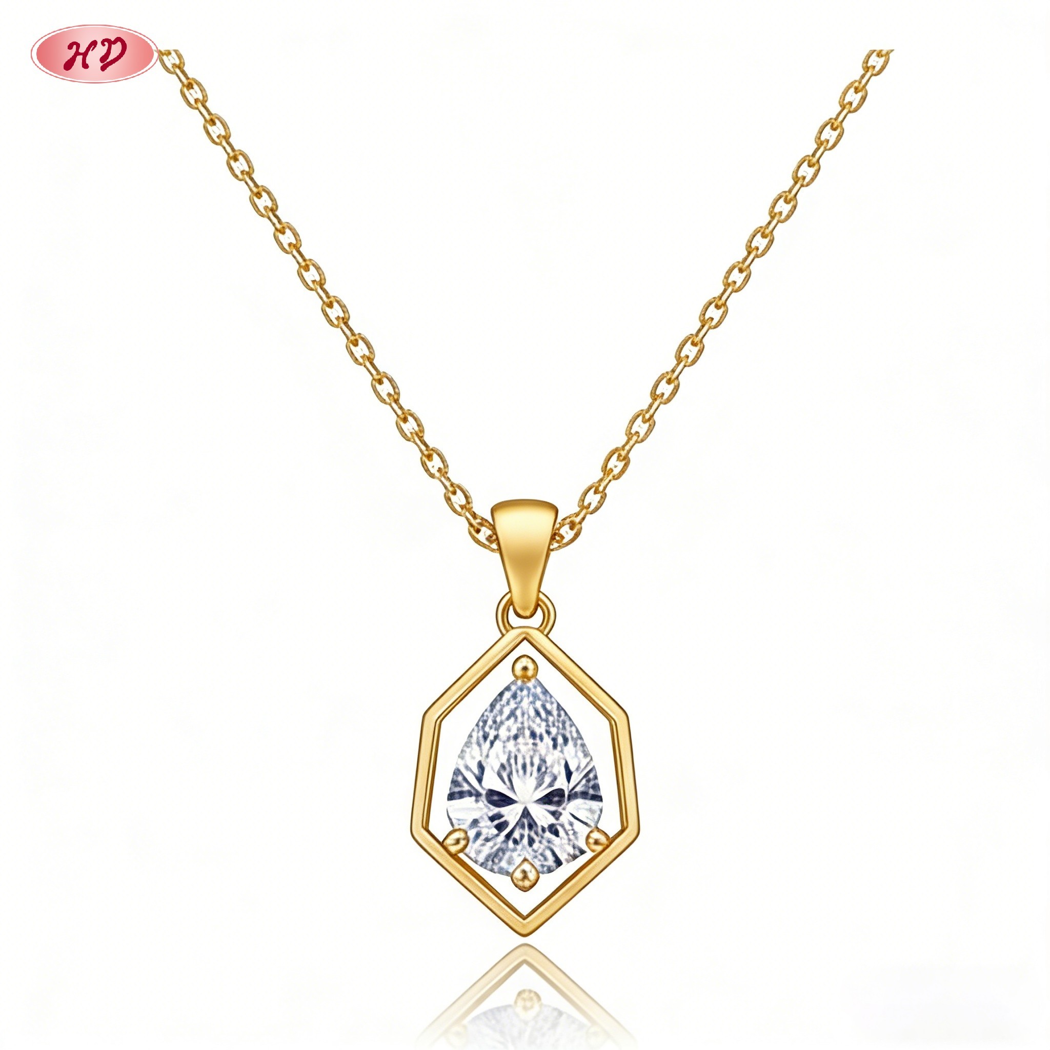delicate gold plated cubic zirconia pendant necklace view 2