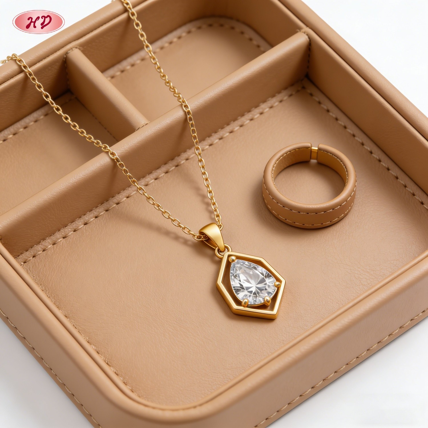 delicate gold plated cubic zirconia pendant necklace view 5