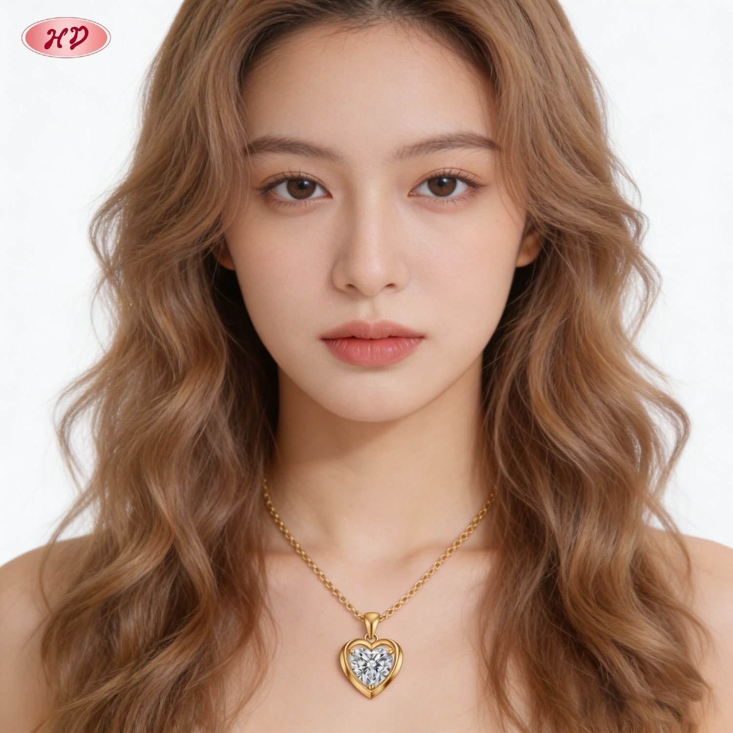Luxurious 18K gold plated cubic zirconia pendant necklace view 3