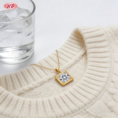 Luxurious Pendant Necklace Wholesale | Premium gold plating finish with premium cubic z...