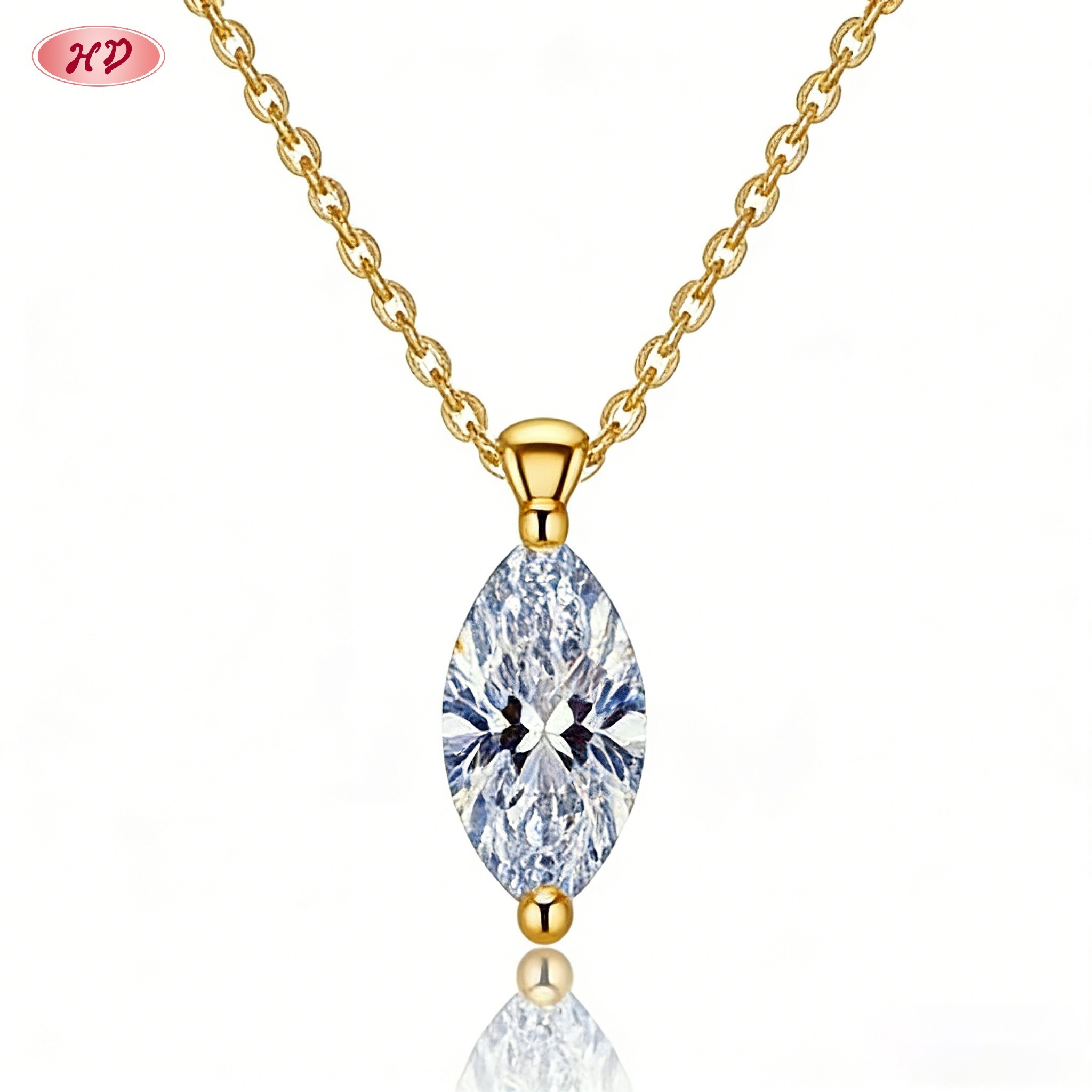 Dazzling 18K gold plated cubic zirconia pendant necklace view 2