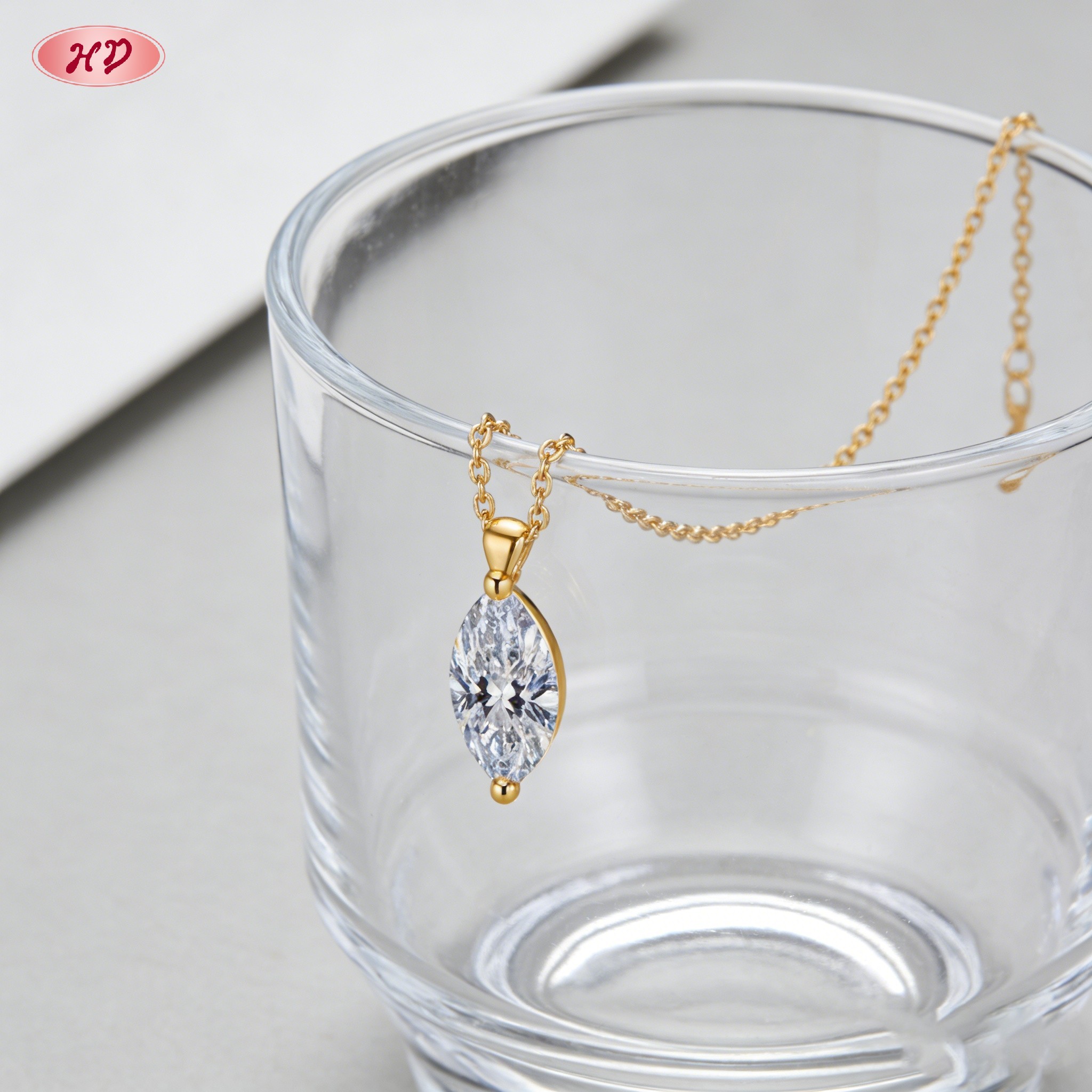 Dazzling 18K gold plated cubic zirconia pendant necklace view 5