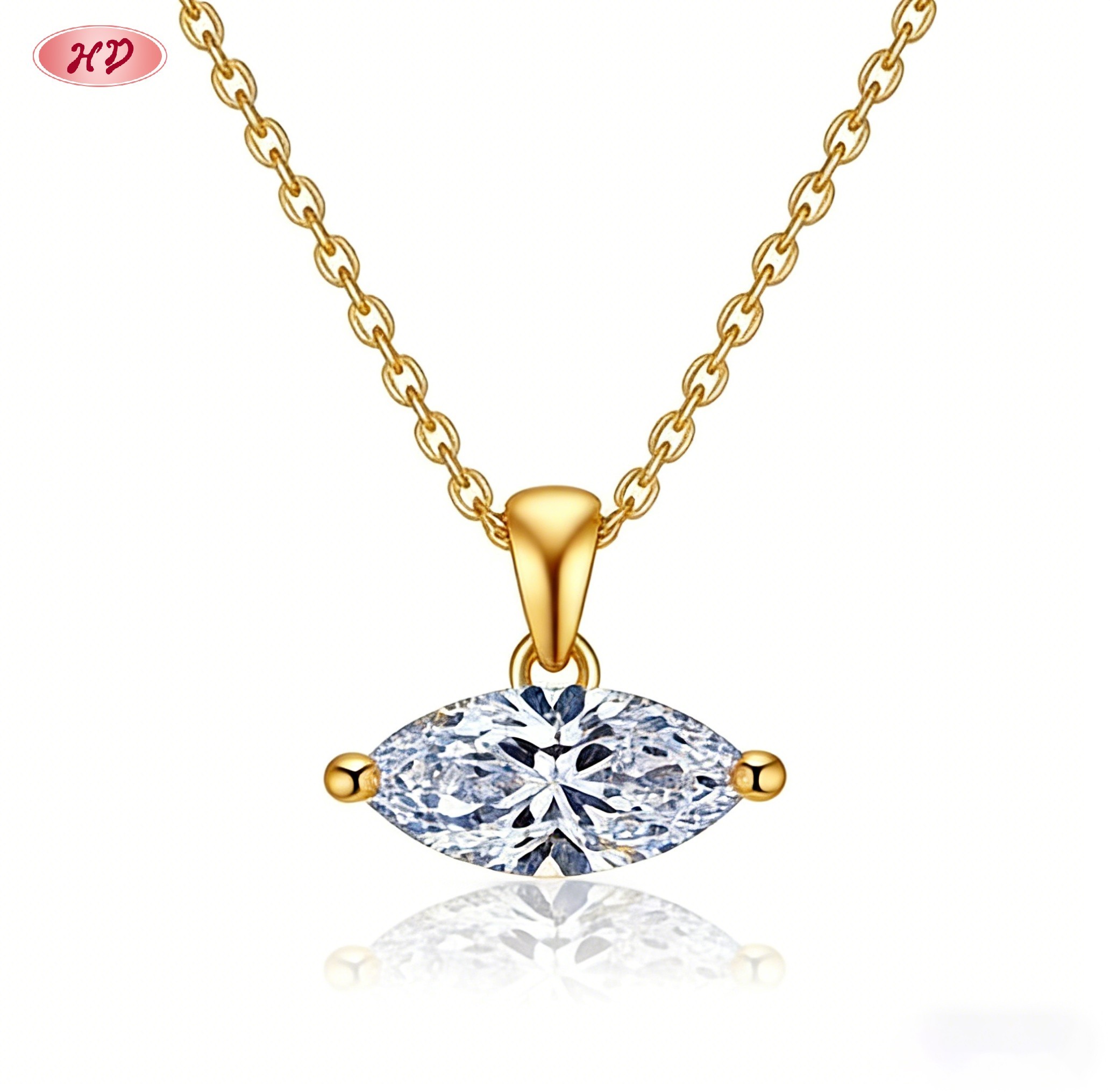 Modern classic 18K gold plated cubic zirconia pendant necklace view 2