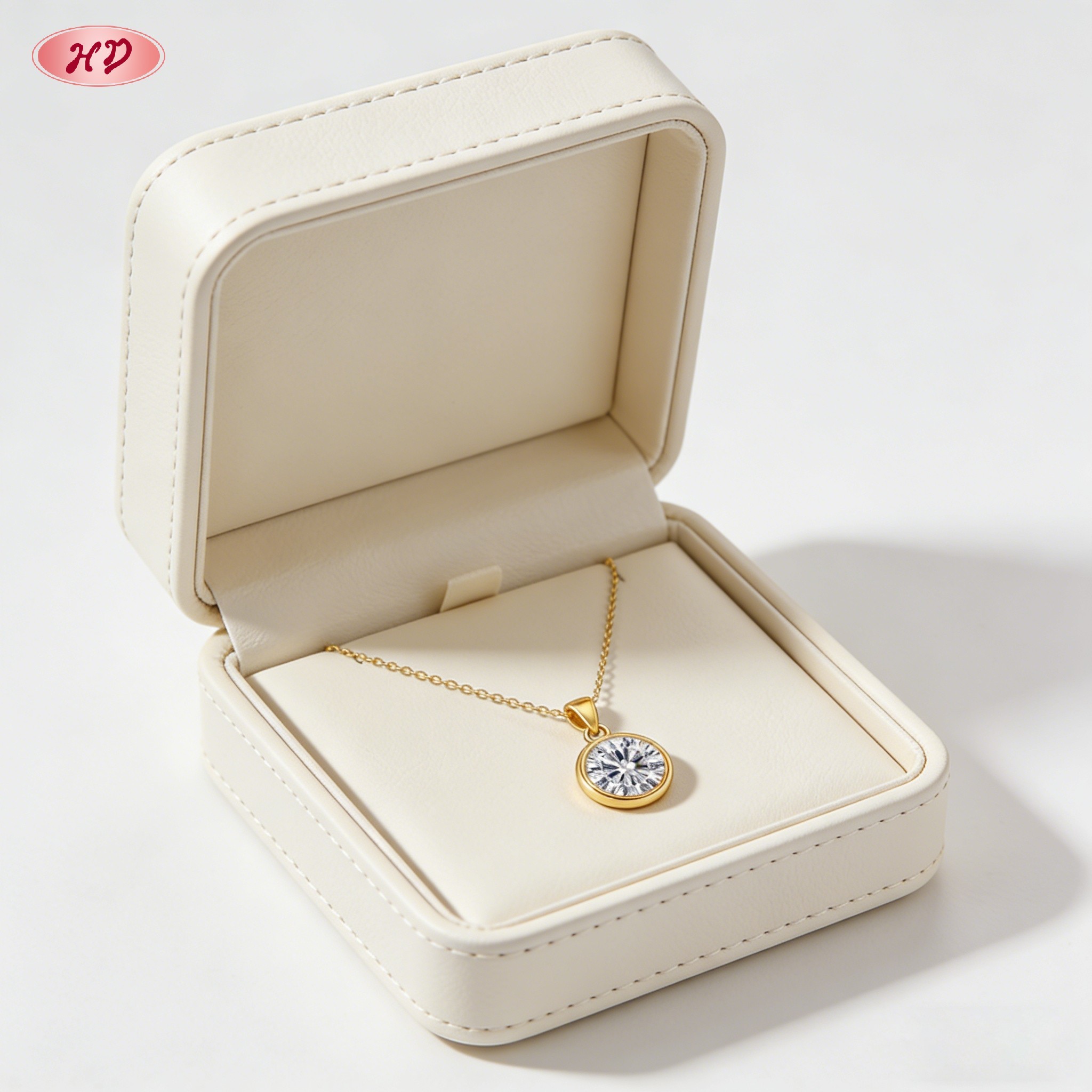 18K gold plated cubic zirconia pendant necklace view 5
