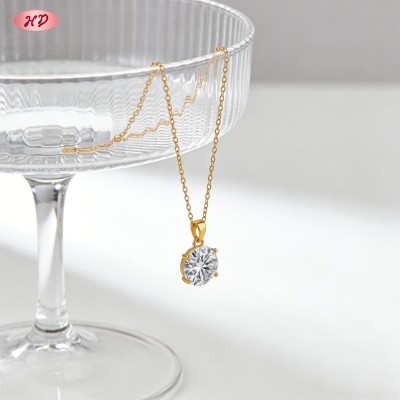 Trendy 18K Gold Plated Cubic Zirconia Necklace Pendant OEM Jewelry Factory | AAA CZ