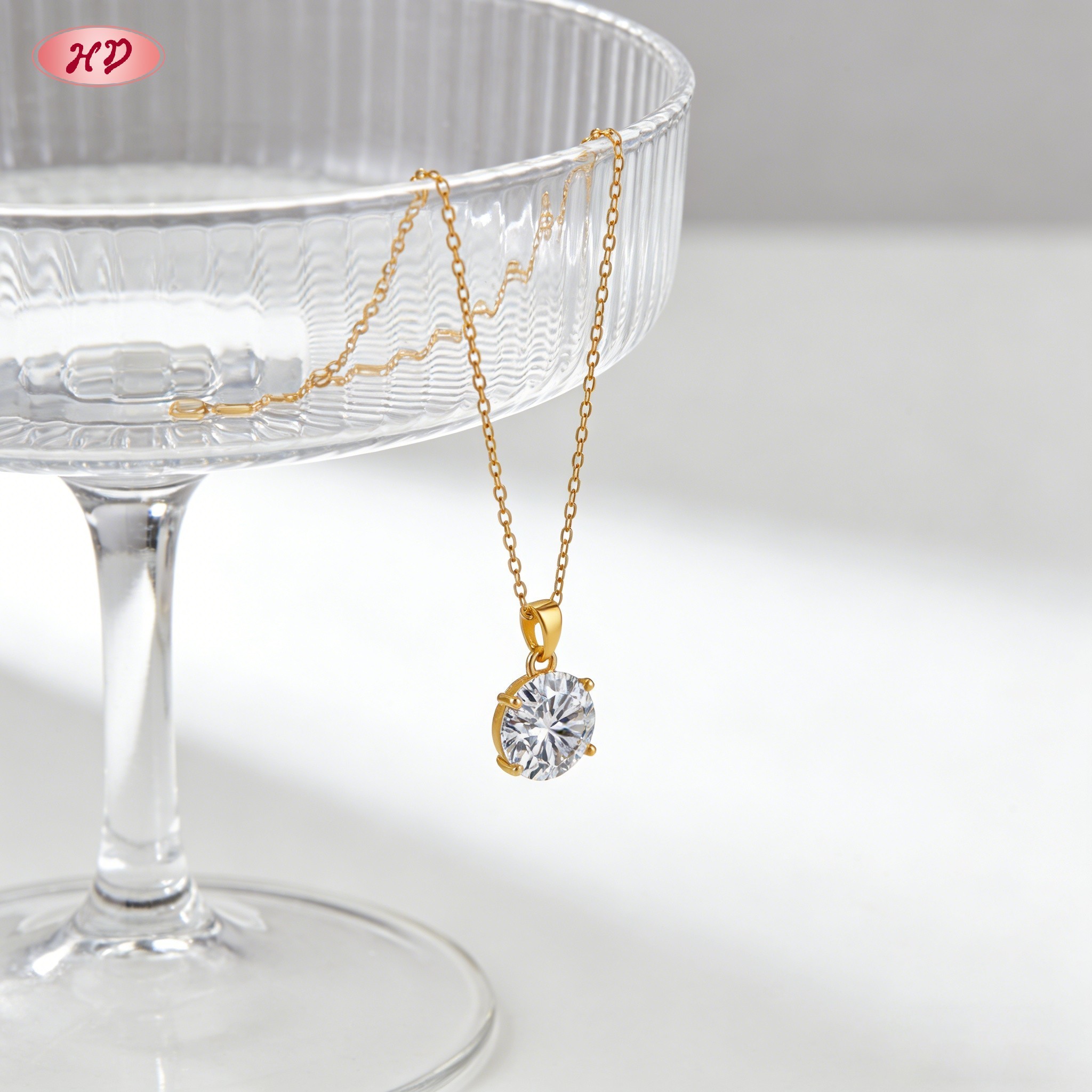 trendy 18K gold plated cubic zirconia pendant necklace view 1