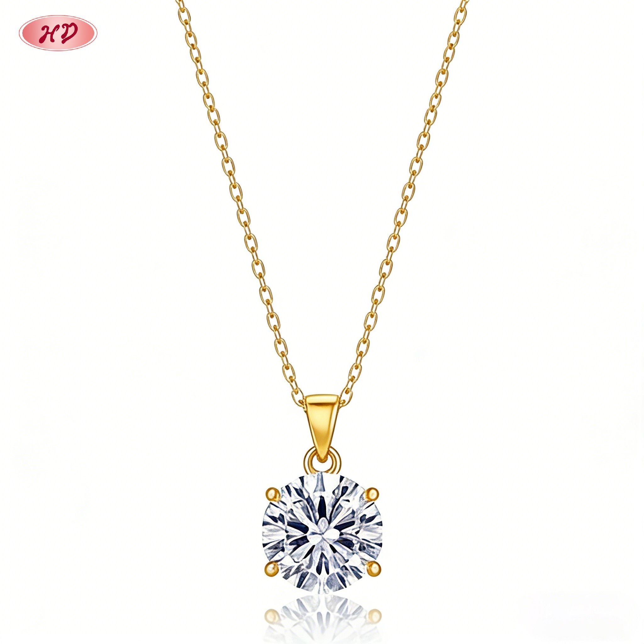 trendy 18K gold plated cubic zirconia pendant necklace view 2