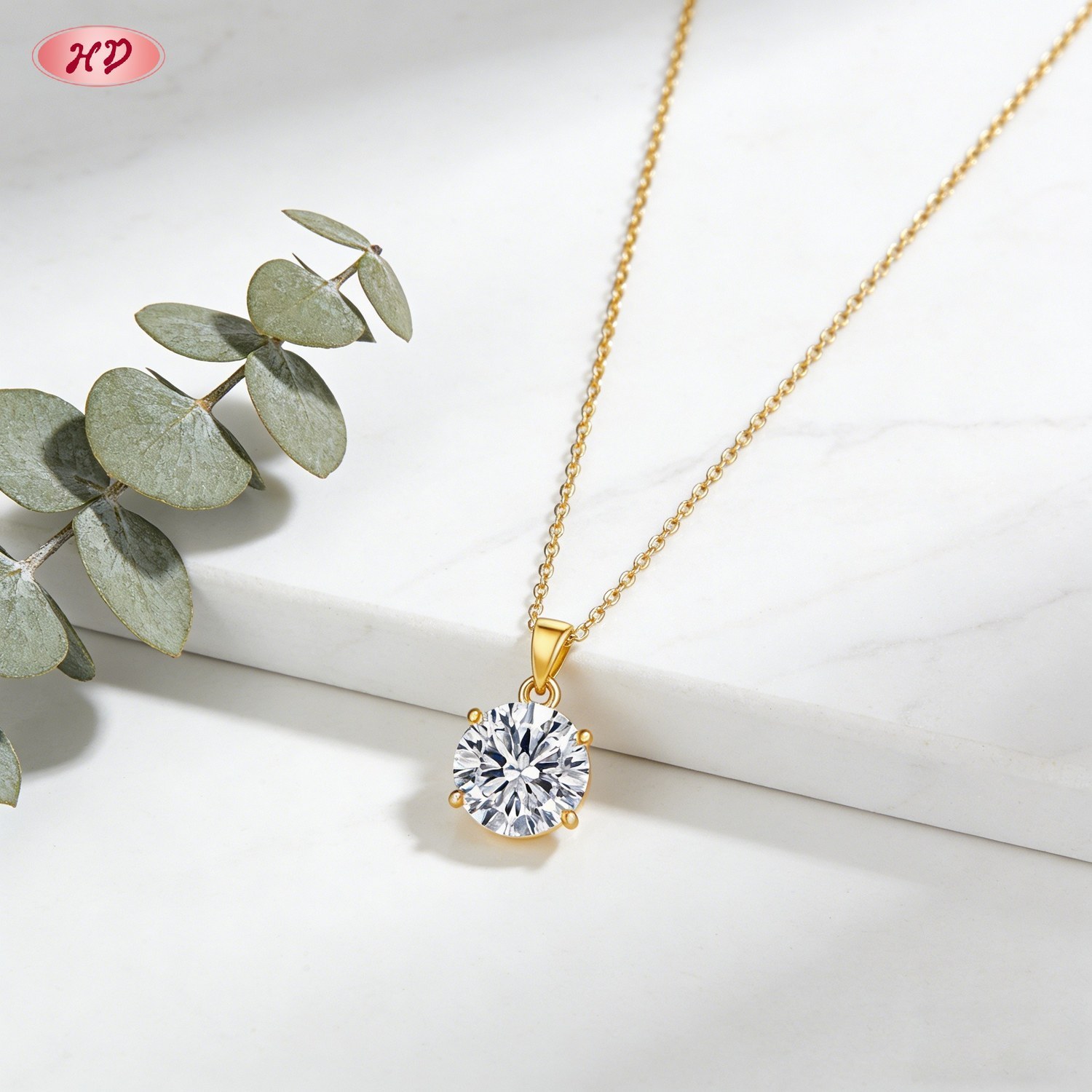 trendy 18K gold plated cubic zirconia pendant necklace view 4