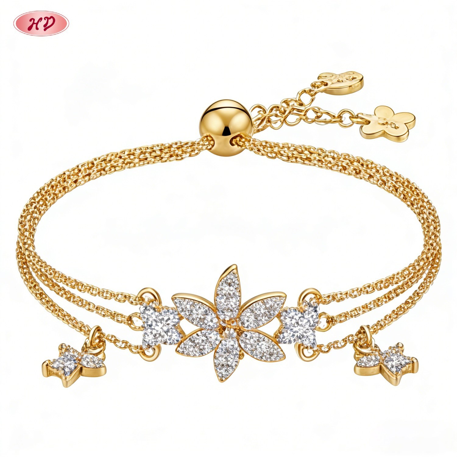 18K gold plated cubic zirconia bracelet view 2