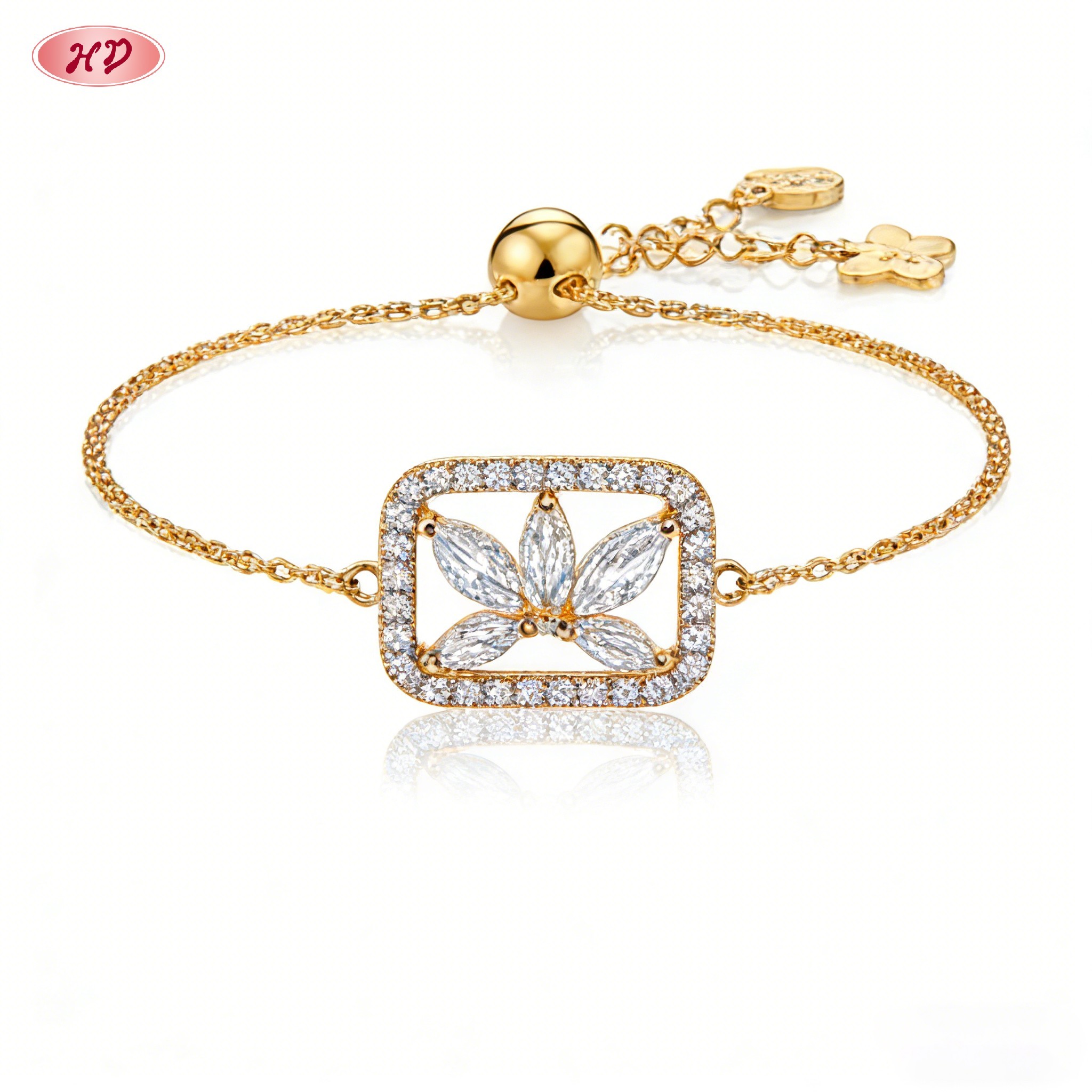 elegant 18K gold plated cubic zirconia bracelet view 2