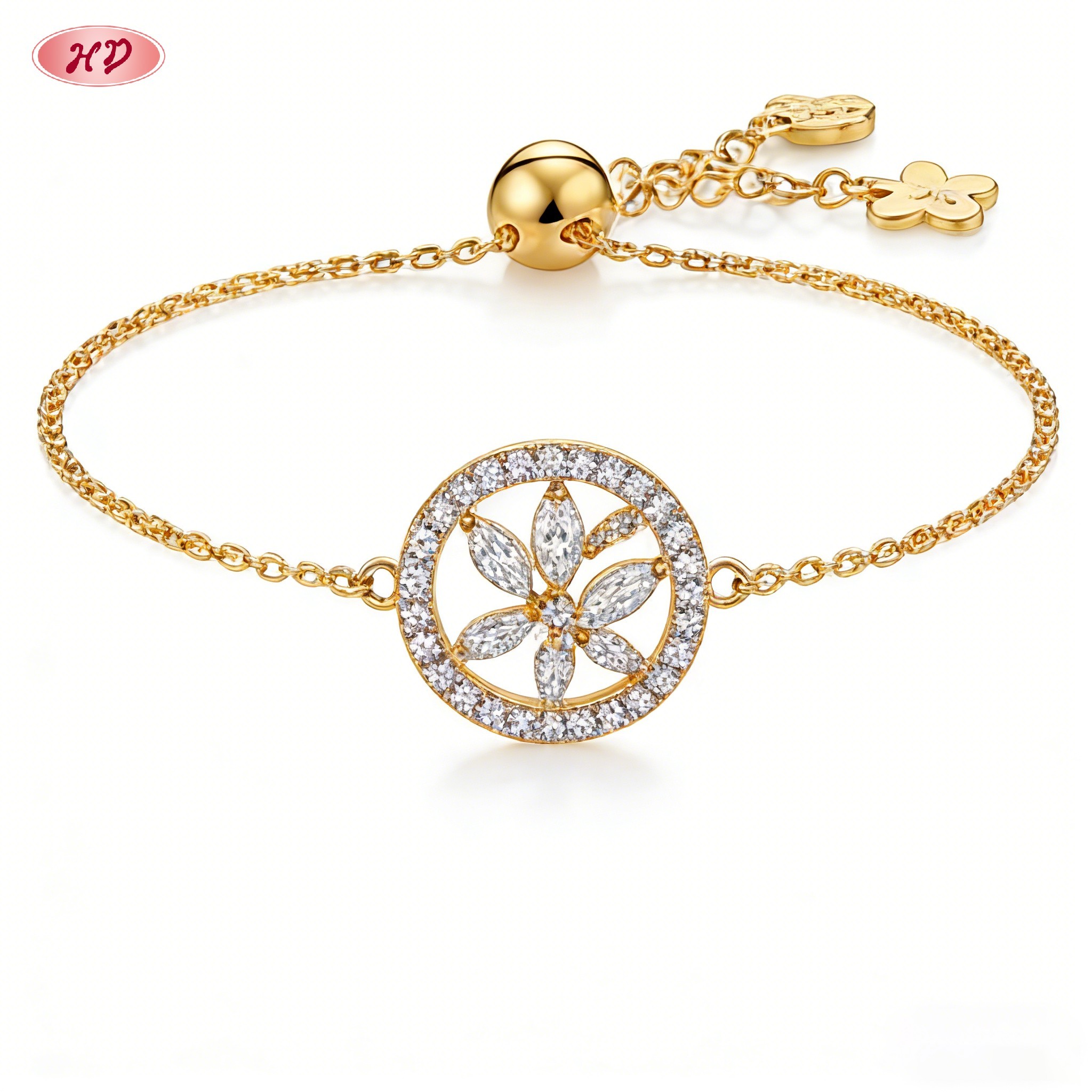 delicate 18K gold plated cubic zirconia bracelet view 2