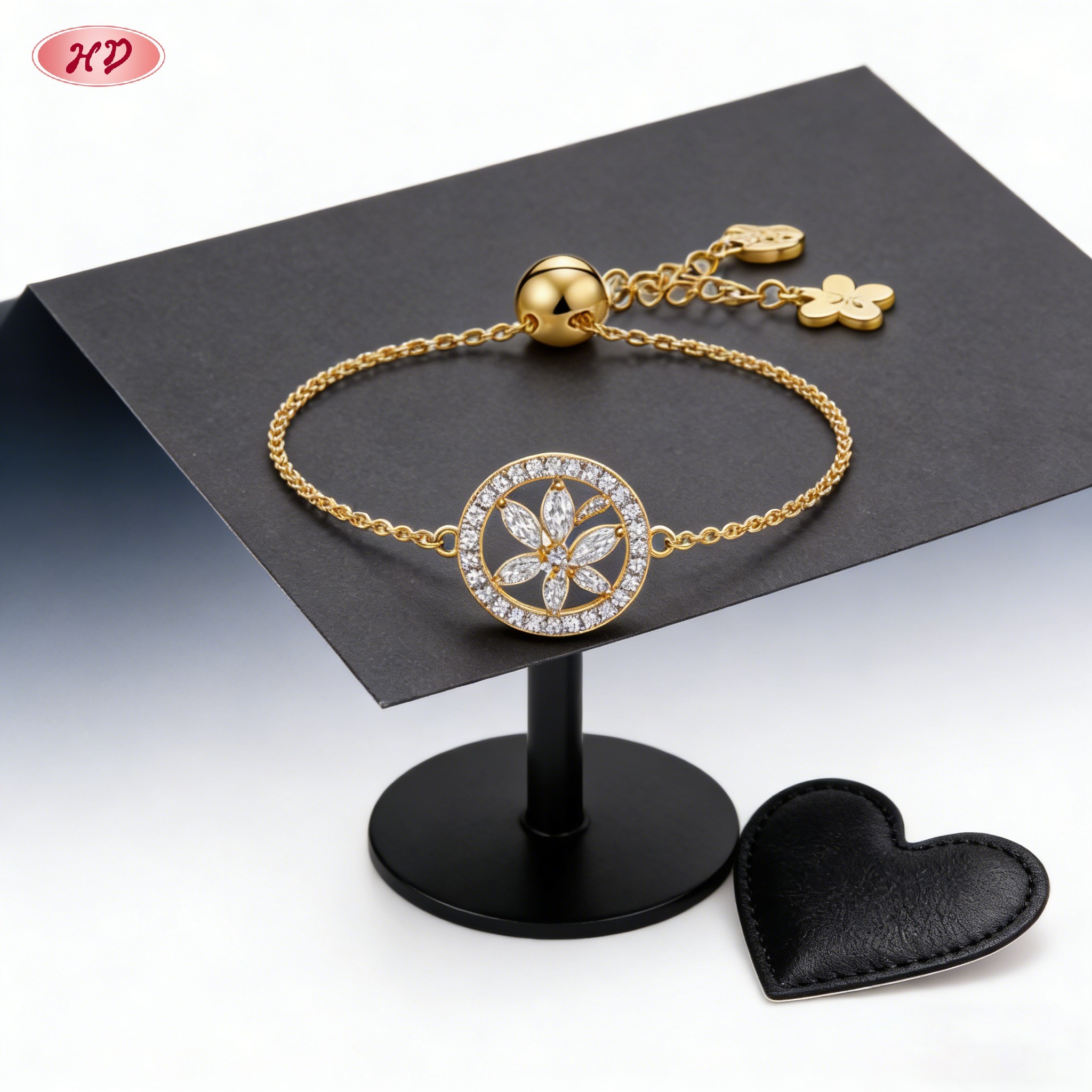 delicate 18K gold plated cubic zirconia bracelet view 4