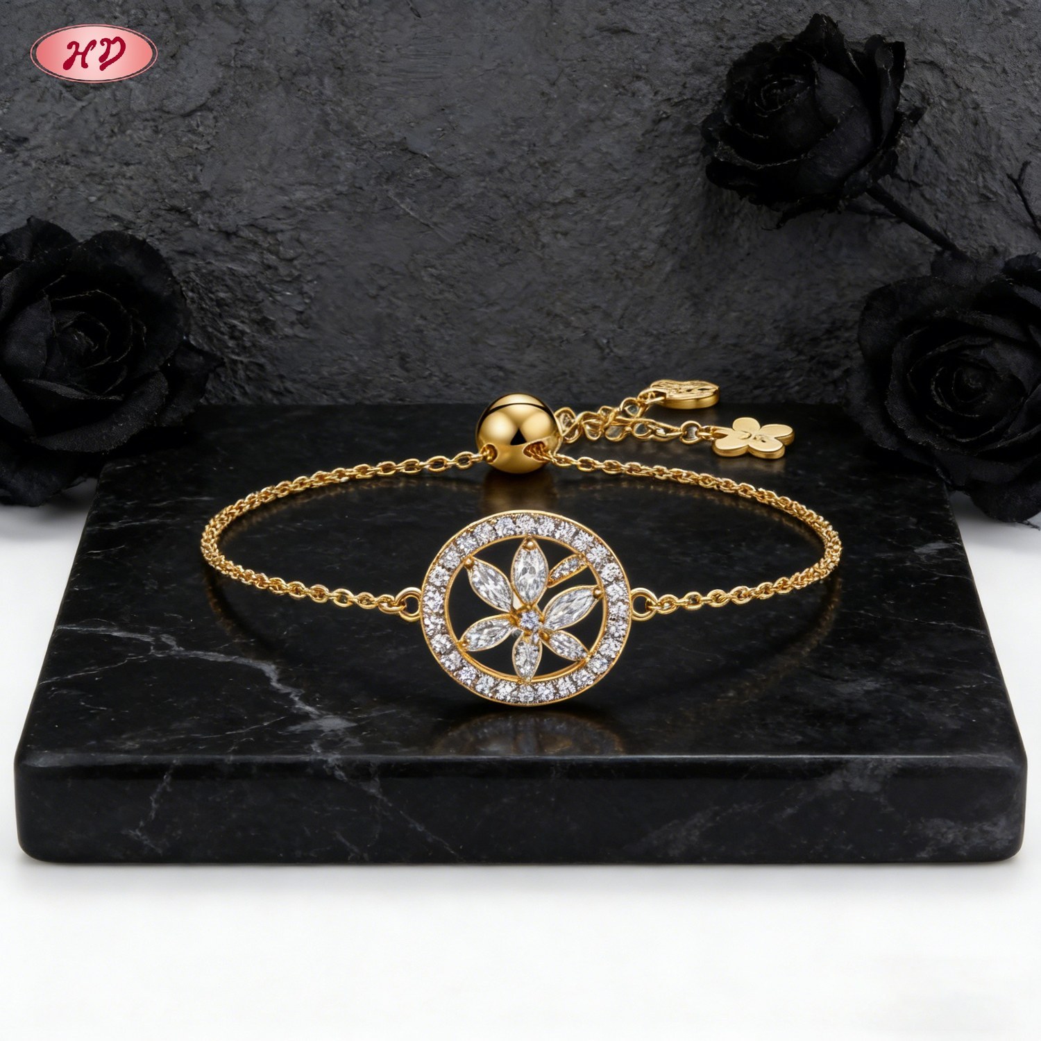delicate 18K gold plated cubic zirconia bracelet view 5