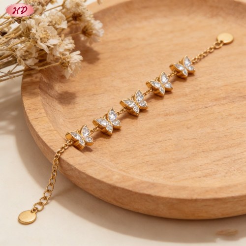 Eye-catching CZ Bracelet Bulk Supplier | Premium gold plating finish with premium cubic...