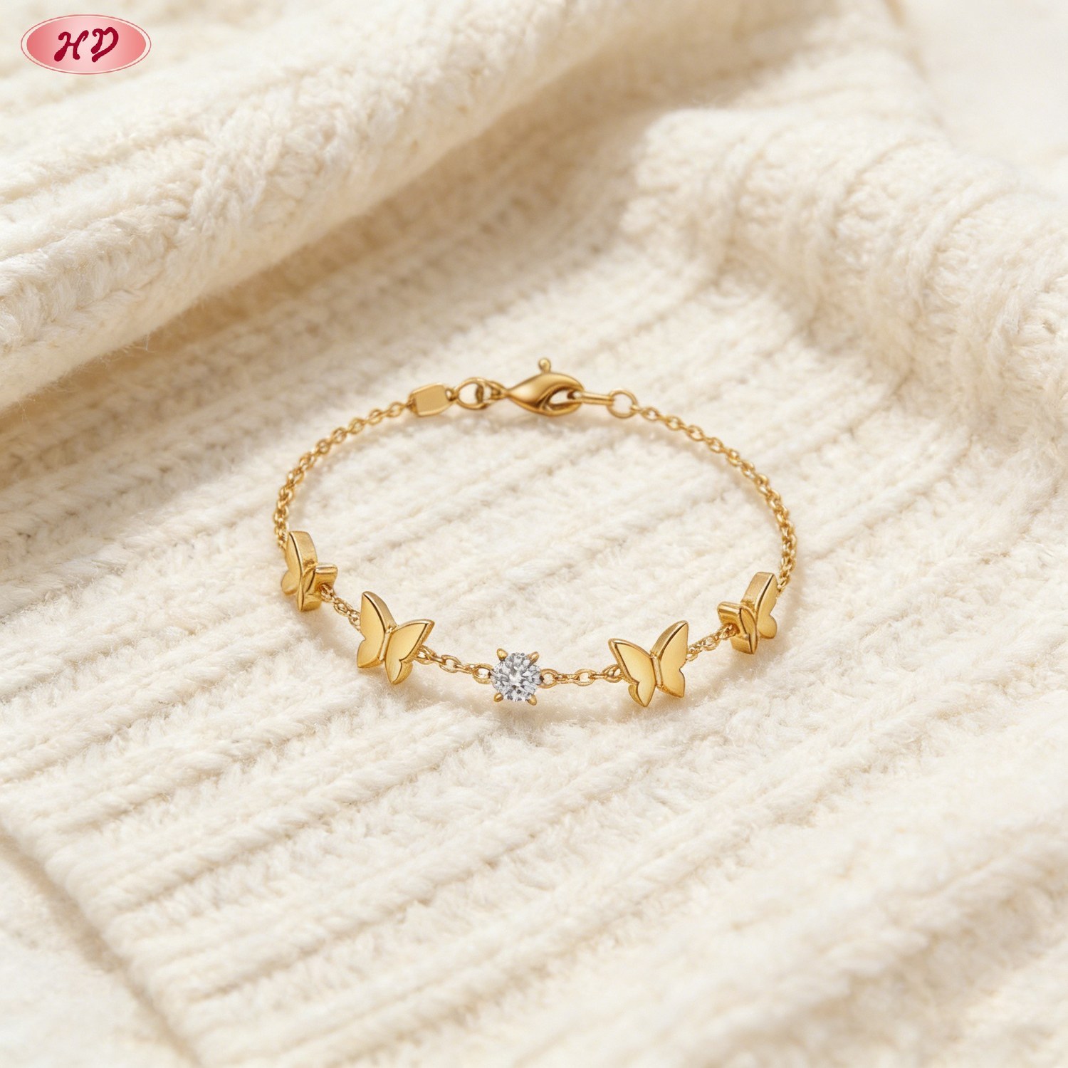 Sophisticated 18K gold plated cubic zirconia bracelet view 5