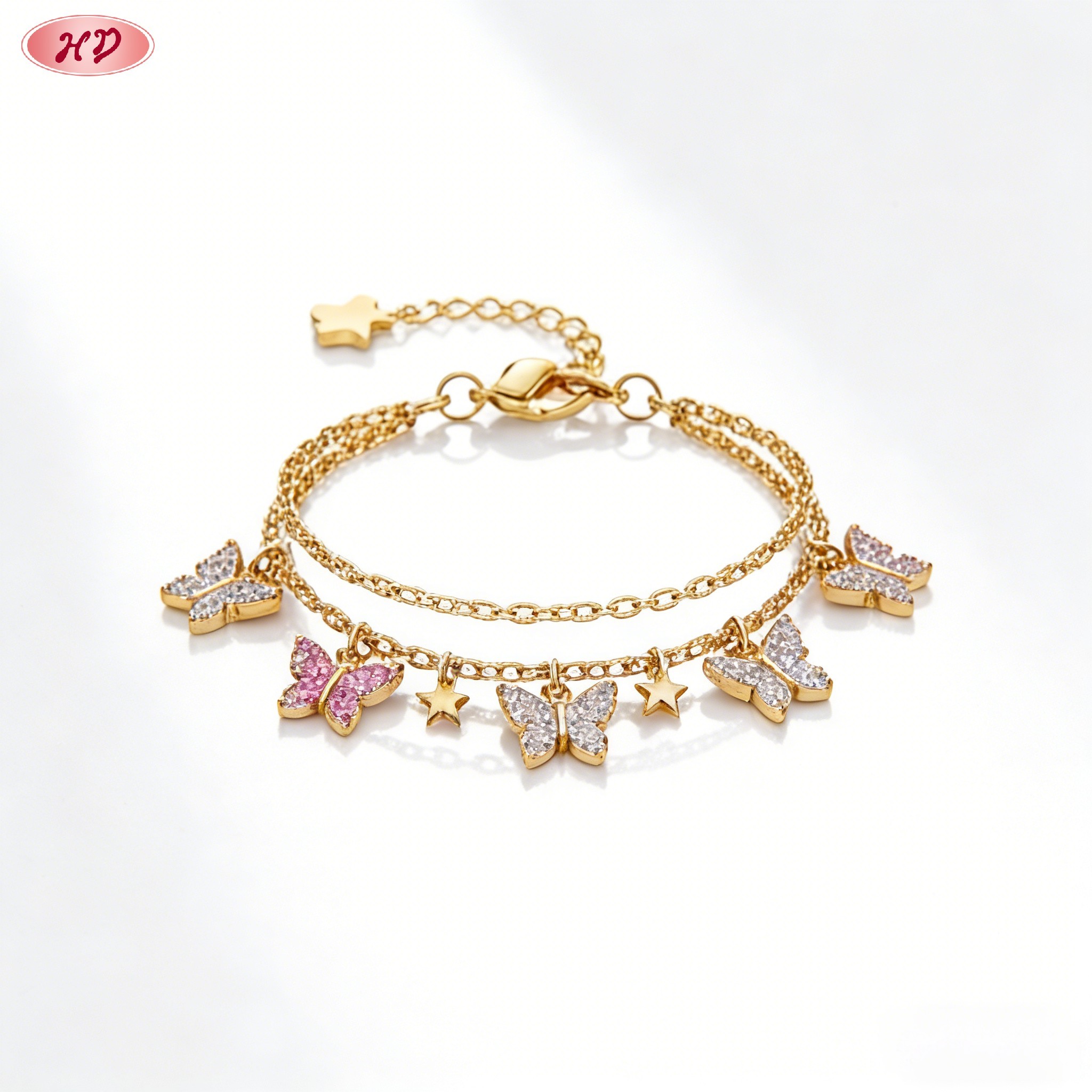 Elegant 18K gold plated cubic zirconia bracelet view 2